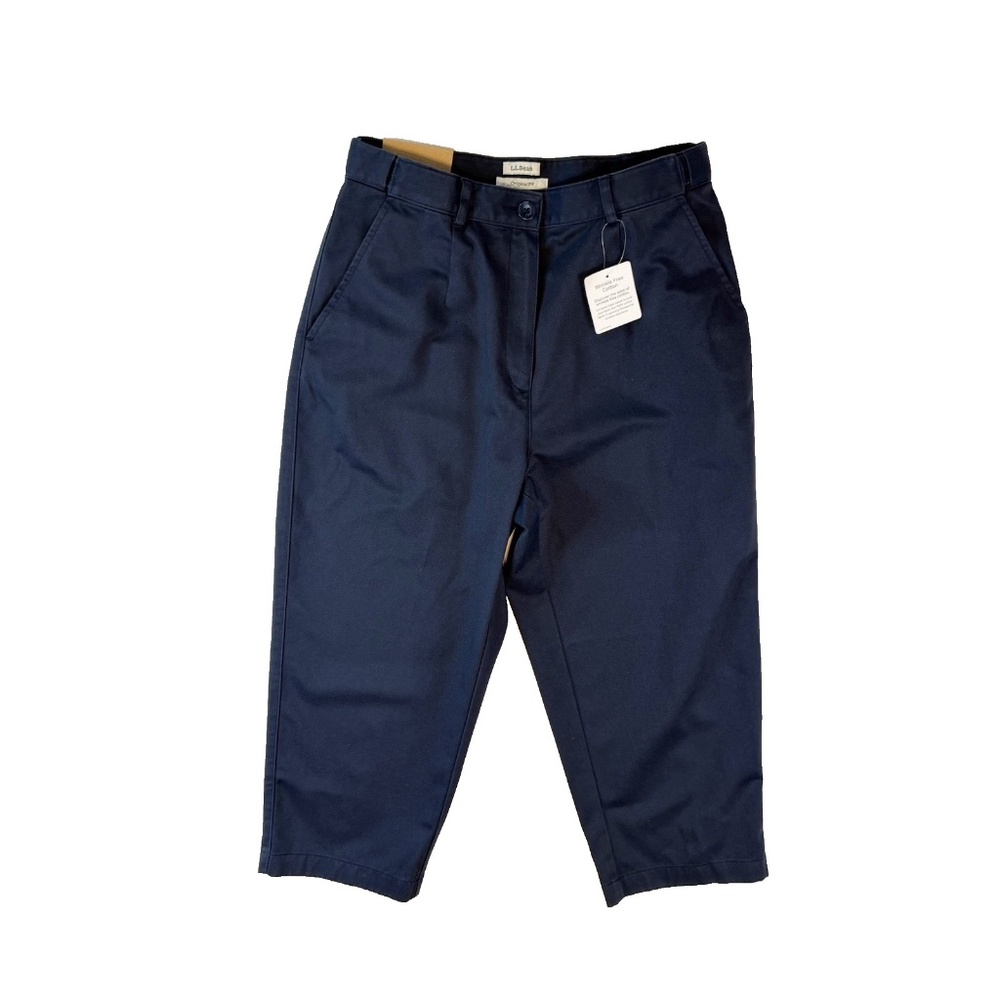 LL Bean Navy Blue Bayside Chino Pants Size 10 Petite Wrinkle Free Cotton NWT